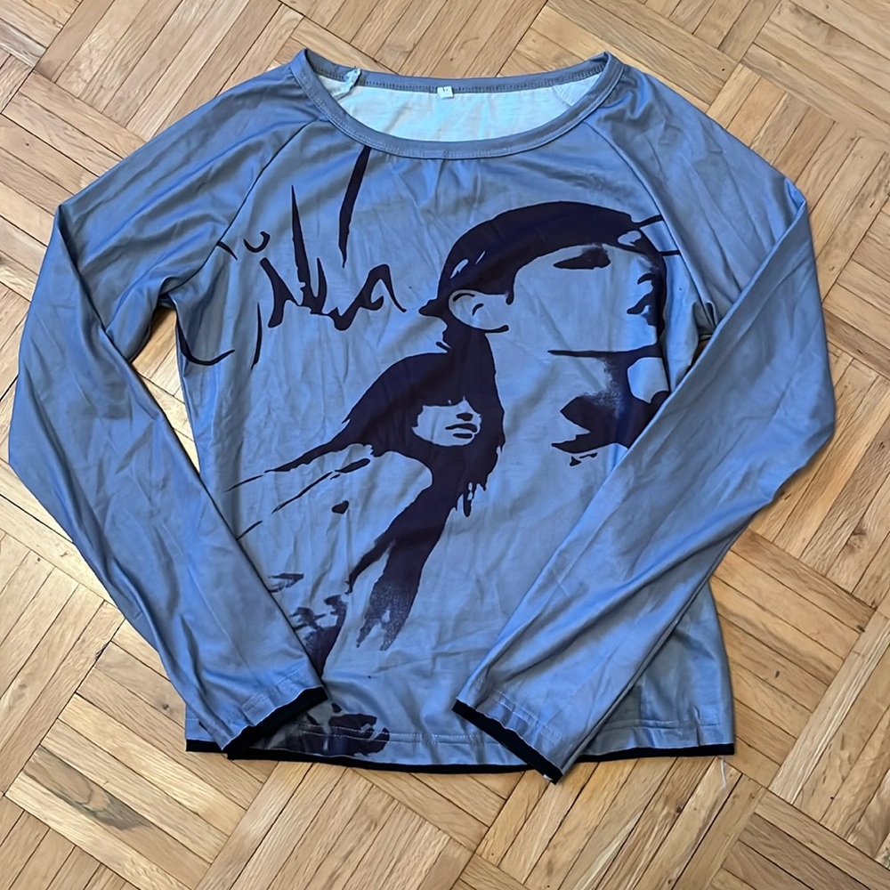 Long-Sleeve Graphic Cotton-Polyester Top